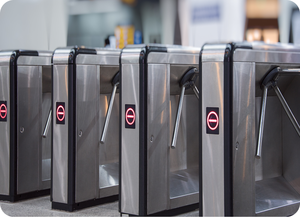 Commercial security turnstiles installed